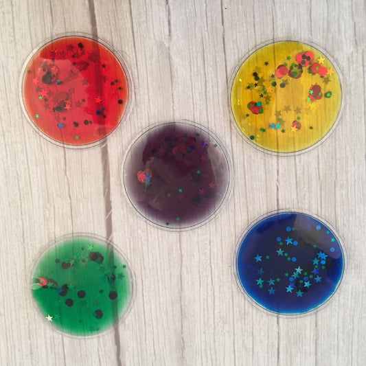 Sensory Gel Shapes Glitter & Colourful Liquid, Squidgy Fidgeting Toy