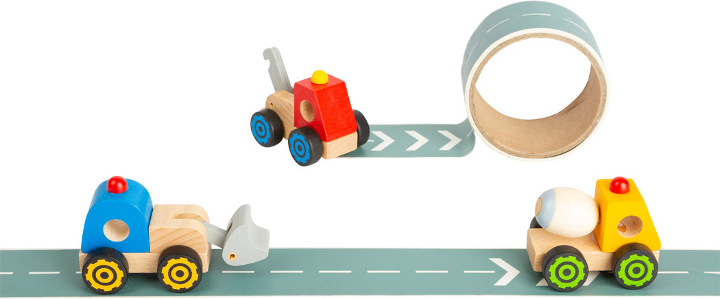 Wooden Truck with Adhesive Road Tape