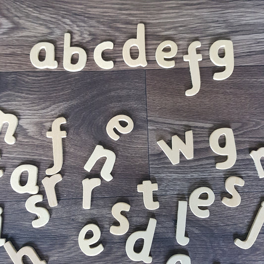 Wooden lowercase alphabet letters