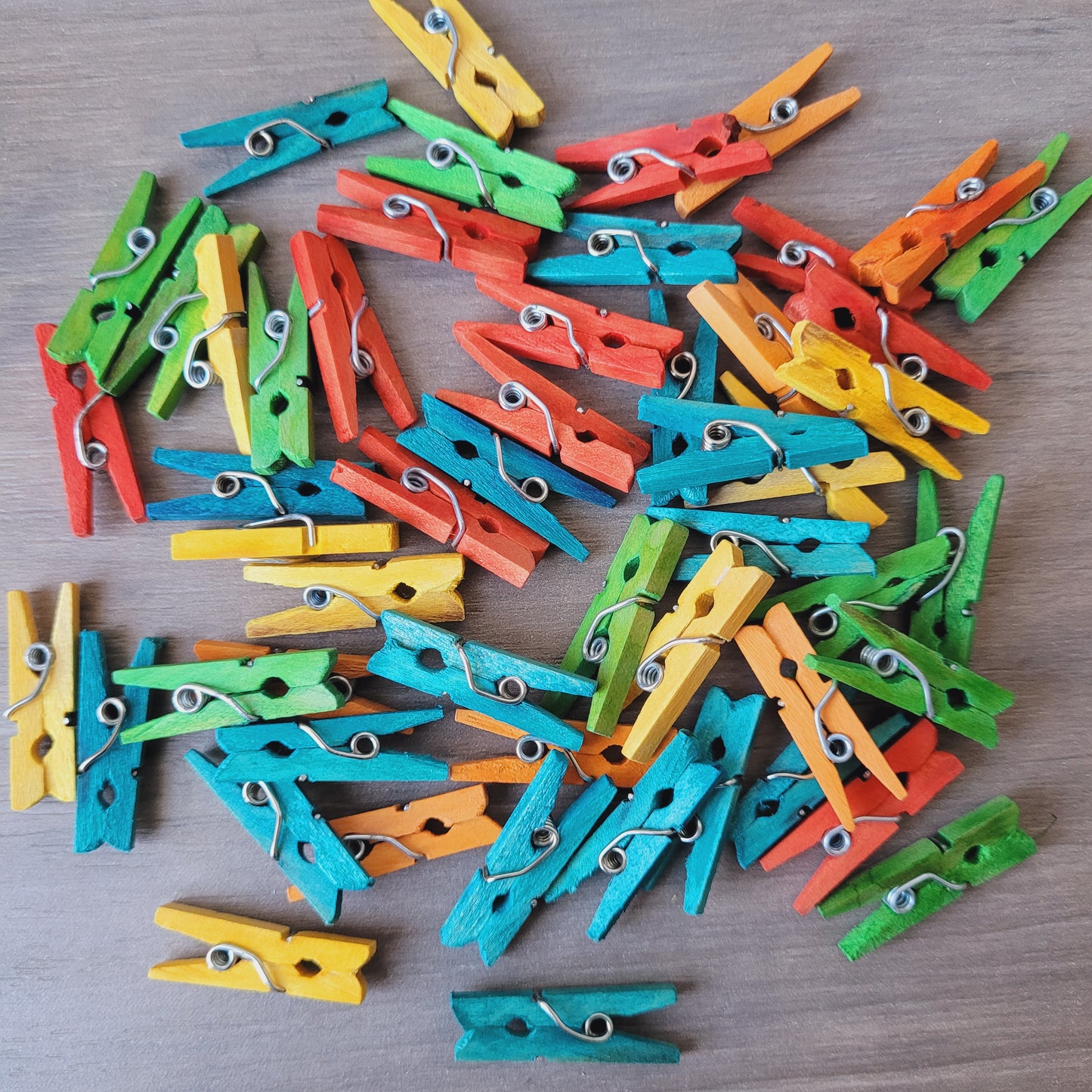 Mini Pegs Coloured Wooden