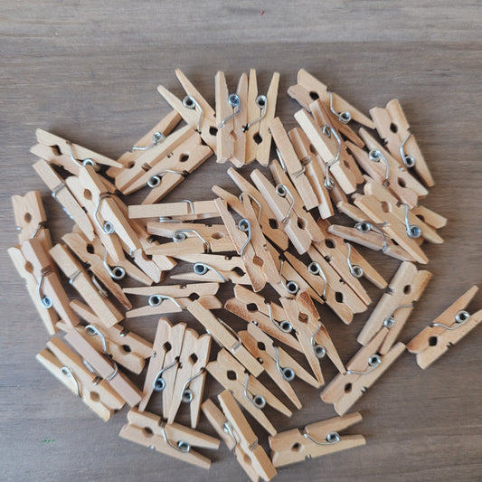 Mini Pegs Natural Wooden