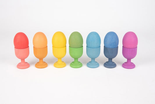 Rainbow Coloured Wooden Egg Cups