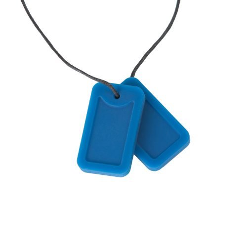 Chewigem Chewing Necklace – Blue Dog Tags