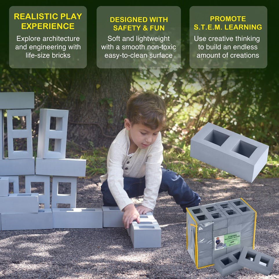 Breeze Building Brick – Real Size Grey Construction Blocks for Realistic Play