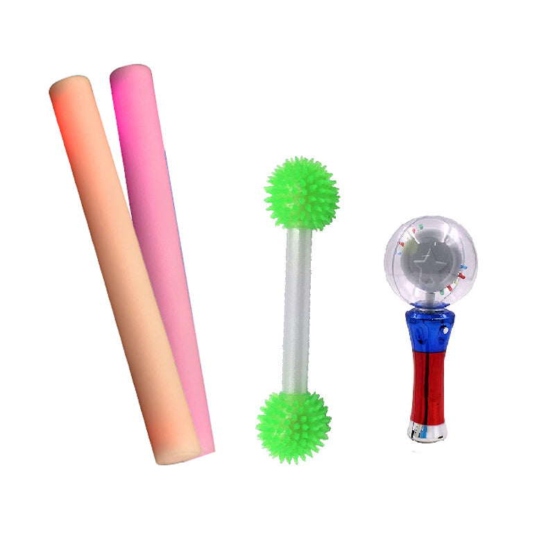 Sensory Play Light Up Kit Baton, Spinning Wand, 2 Foam Batons LED Light Sticks Soft (4 Pieces)