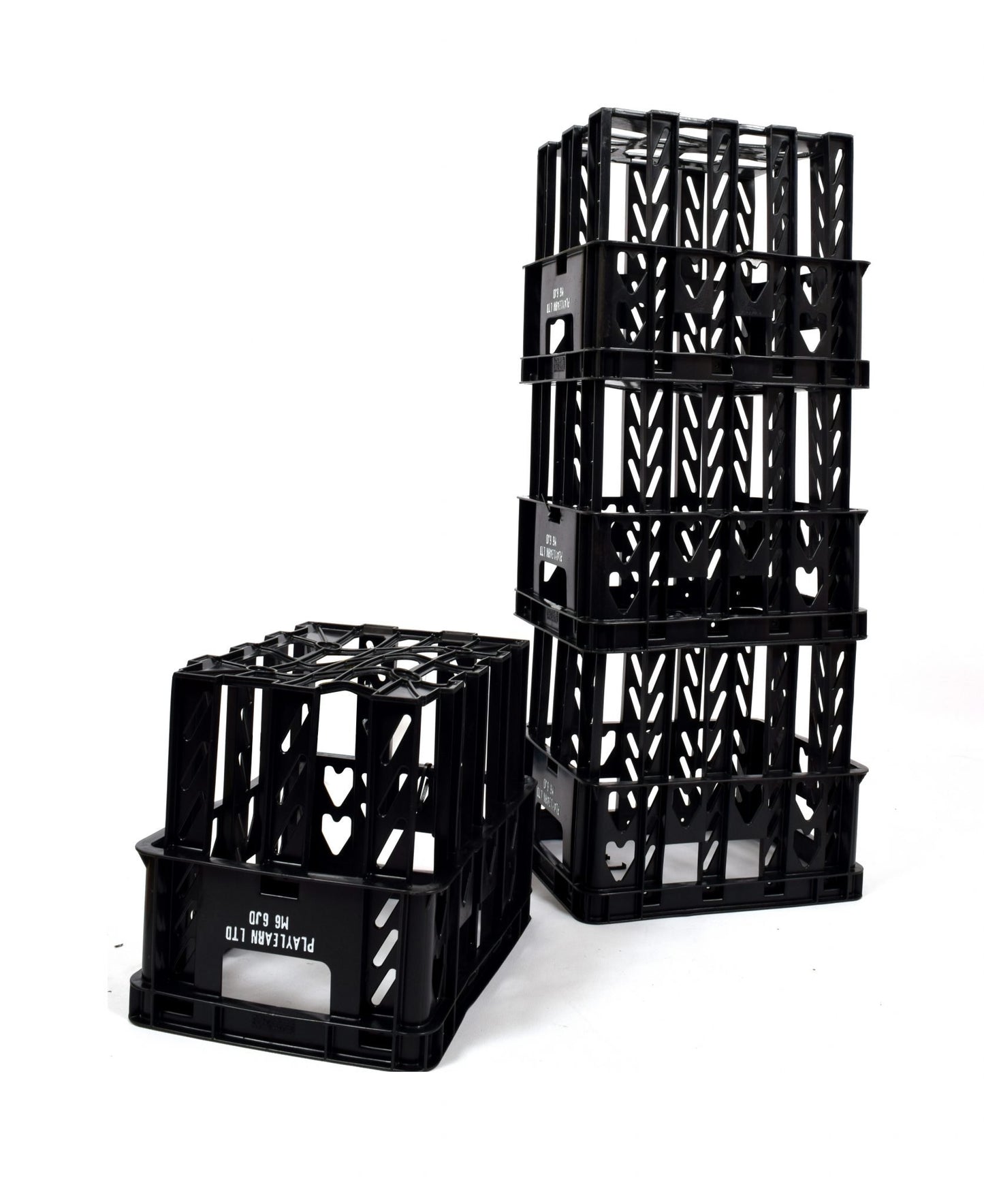 Milk Crates Black Quality Plastic – 36 x 28.5 x 67cm