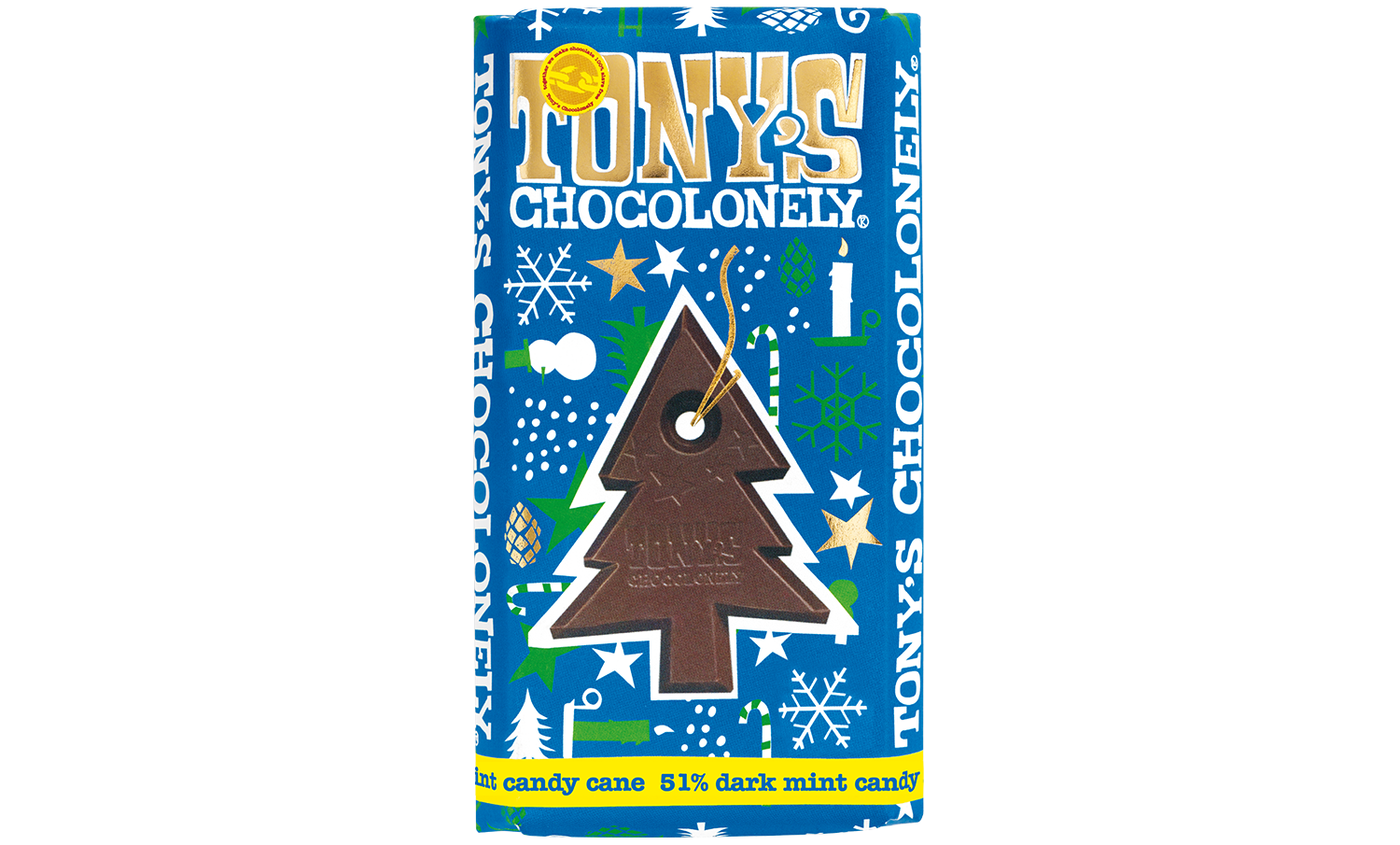 Tony's Chocolonely Dark Mint Candy Cane 51% Chocolate