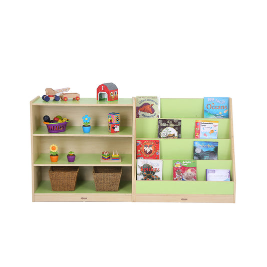 Pastel 3 Shelf Bookcase Green/Maple