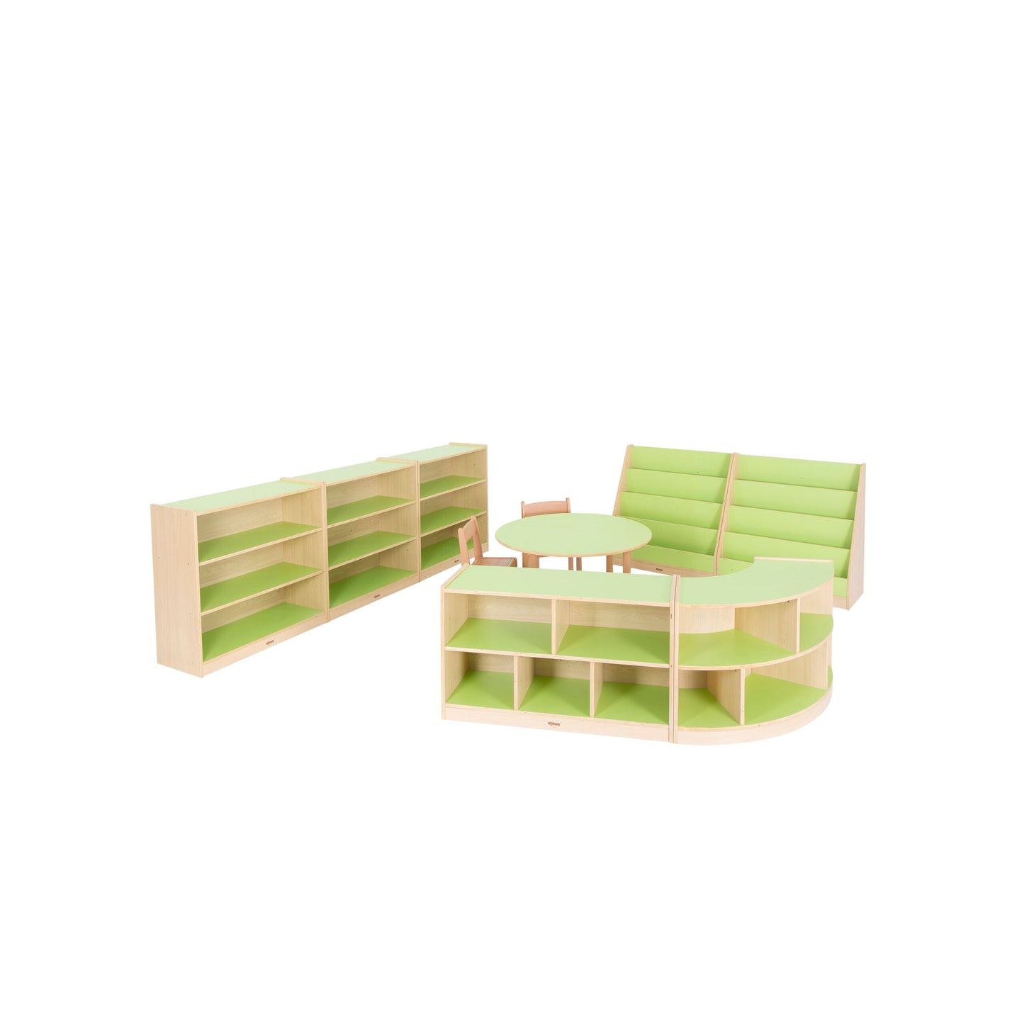 Pastel 3 Shelf Bookcase Green/Maple