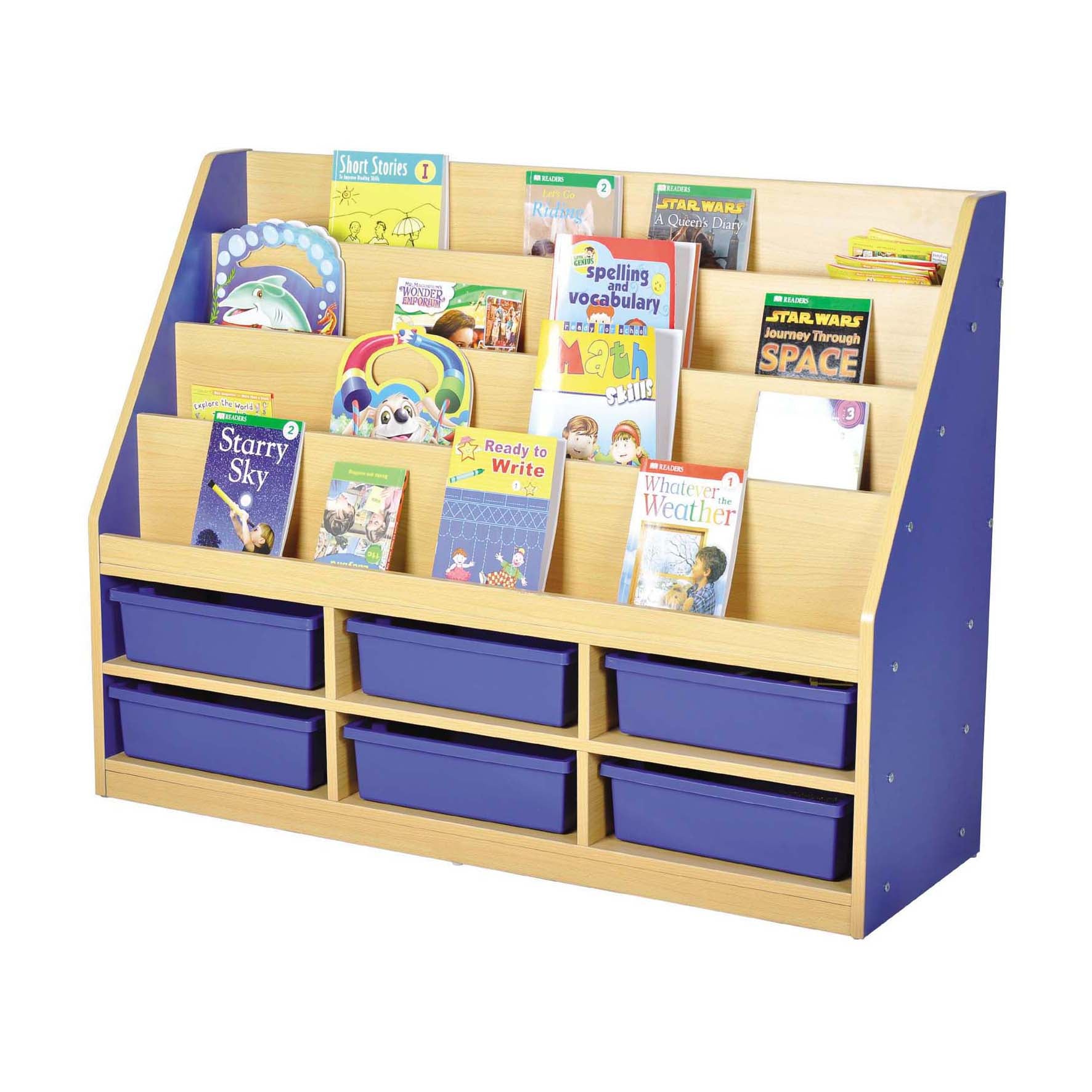 Milan Tiered Bookcase Blue – 6 Small Trays