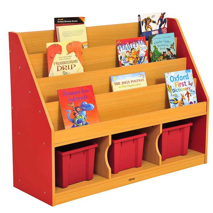 Milan Tiered Bookcase Red – 3 Large Trays