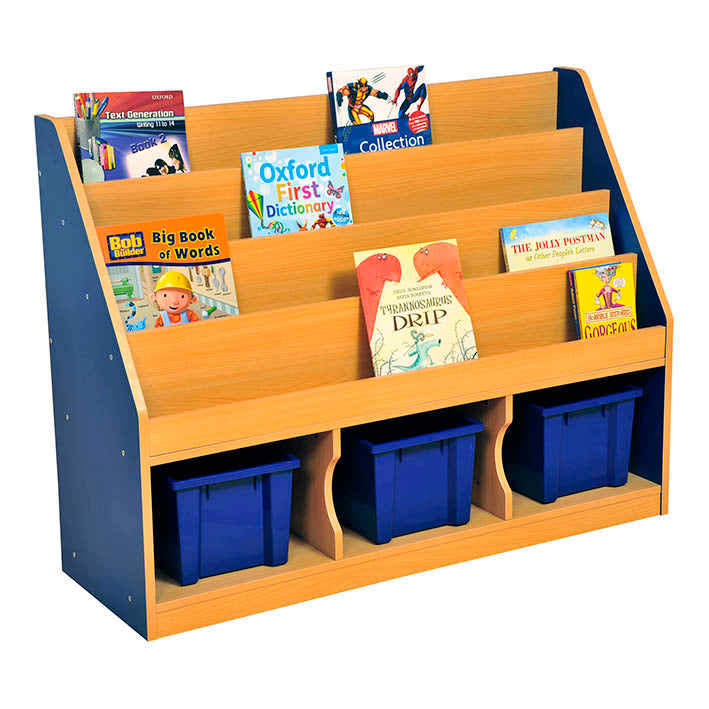 Milan Tiered Bookcase Blue – 3 Large Trays