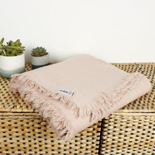 reSpiin Wool Throw with Fringe - Plain Colours